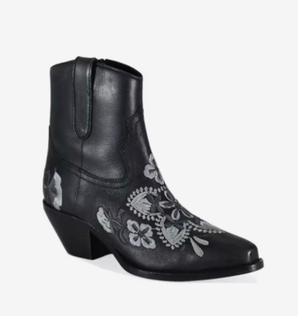 Diba True Women's Cains Ville Western Bootie US 6 M Black Charcoal Leather NWOB